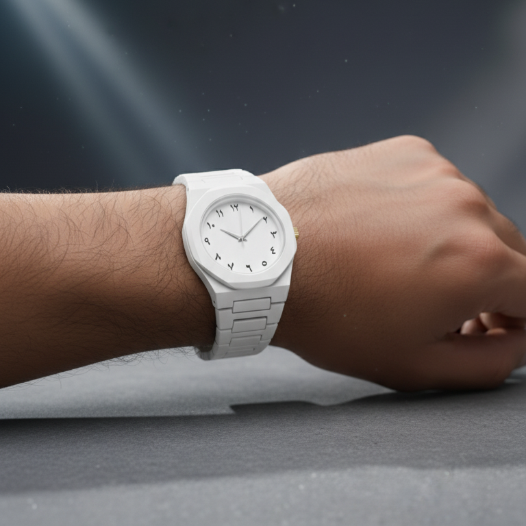 Aura White Wrist Watch – Modern & Elegant